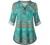 Miusey Womens Mandarin Collar Plaid Roll Sleeve V Neck Flowy Loose Tunic Blouse