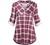 Miusey Womens Mandarin Collar Plaid Roll Sleeve V Neck Flowy Loose Tunic Blouse