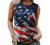 Women's Patriotic Shirt USA Flag Letters Print Sleeveless Tank Top Summer Casual Crewneck 4th of July Graphic Tee Tops