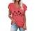 Womens Tops V Neck Summer Petal Sleeve Dandelion Printed Casual Tshirts Floral Fashion Loose Graphic Tee Tops Blouses