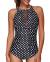 Tempt Me Women One Piece Swimsuit High Neck Plunge Mesh Ruched Monokini Swimwear