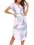 TEMOFON Women's Dresses Summer Floral Geometric Pattern Short Sleeve Midi V-Neck Casual Dress with Belt S-2XL