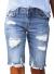 Sidefeel Women Bermuda Shorts Denim Destroyed Raw Hem Shorts Jeans