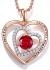 JD&P Rose Gold Love Heart Long Pendant Necklace for Women Girls with Zirconia Birthstone, Christmas Birthday Mothers Day Jewelry Gifts for Mom Grandma, Valentines Day Gifts for Her