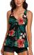 Modest Tankini Swimsuits for Women Two Piece Bathing Suits Floral Print Tank Top with Boyshorts Tummy Control Swimming Suits