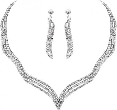 mecresh Women's Wedding Bridal Austrian Crystal Necklace Earrings Bracelet Jewelry Set Gifts fit with Wedding Dress
