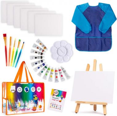Paint Set for Kids - 27 Piece Paint Sets for Girls and Boys-Painting Supplies for Drawing-Kids Art Canvas Painting-Best Tween Gift Ideas for Kids Age 4 5 6 7 8 9 10 Year Old (Acrylic Paint Set)