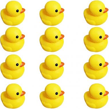 Bath Duck Toys 12 PCS Yellow Rubber Ducks Squeak & Float Ducky Baby Shower Pool Toy for Toddlers Kids Boys Girls