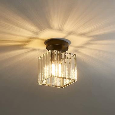 Semi Flush Mount Ceiling Light Fixture Antique Small Crystal Chandelier Indoor Lighting for Bathroom Hallway Cafe Bar Porch Hall