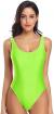 MIAIULIA Women's Retro 80s/90s Inspired High Cut Low Back Padding One Piece Swimwear Bathing Suits