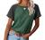 Women Tops Short Sleeve Color Block T-Shirts Tees Raglan Casual Loose Fit Tunic Tops