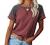 Women Tops Short Sleeve Color Block T-Shirts Tees Raglan Casual Loose Fit Tunic Tops