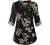 Miusey Womens Mandarin Collar Plaid Roll Sleeve V Neck Flowy Loose Tunic Blouse