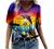 Women's Summer Short Sleeve Tunic Tops V Neck Colorful Floral Printed Tees Shirt Casual Comfy Blouses Tops