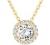 PAVOI 14K Gold Plated Post Faux Diamond Round Solitaire Pendant Halo Necklace | Gold Necklace for Women | Slider Adjustable
