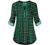 MIXJOY Baikea Women's 3/4 Sleeve V Neck Plaid Shirt Casual Tunic Blouse with Chest Flaps