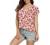 VIISHOW Women's Summer Casual Rolled Cuff Zip Half Placket Chiffon Short Sleeve Top Blouses