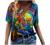 Women's Summer Short Sleeve Tunic Tops V Neck Colorful Floral Printed Tees Shirt Casual Comfy Blouses Tops