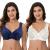 Curve Muse Women's Minimizer Unlined Underwire Bra with Lace Embroidery-2 Pack