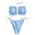 ZAFUL Women's Strapless Ribbed Tie Back Ruffle Cutout Bandeau Bikini Set Swimsuit