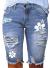 Sidefeel Women Bermuda Shorts Denim Destroyed Raw Hem Shorts Jeans