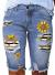 Sidefeel Women Bermuda Shorts Denim Destroyed Raw Hem Shorts Jeans