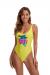 MIAIULIA Women's Retro 80s/90s Inspired High Cut Low Back Padding One Piece Swimwear Bathing Suits