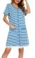 Vlazom Women’s Nightgowns Soft Cotton Stripe Nightdress 3/4 Sleeve Night Shirt Sleepwear with Pockets