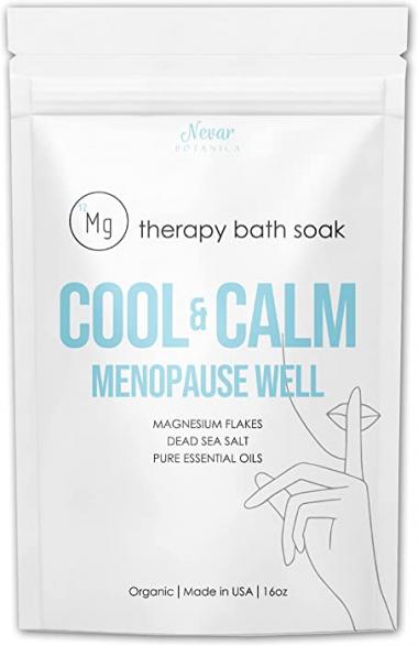 NEVAR Day & Night Sweats Certified Organic Bath Soak for Women. Cool Menopause & Joint Pain Relief. Hormone Balancing Magnesium Therapy with Dead Sea Salts & Organic Essential Oil Blend 16oz