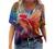 Women's Summer Short Sleeve Tunic Tops V Neck Colorful Floral Printed Tees Shirt Casual Comfy Blouses Tops