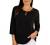 Notations Womens Solid Crystal 3/4 Sleeve Top