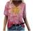 Women's Summer Short Sleeve Tunic Tops V Neck Colorful Floral Printed Tees Shirt Casual Comfy Blouses Tops