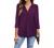 Newchoice Womens Collared V Neck 3/4 Sleeve Shirts Business Casual Tops Loose Work Blouses