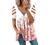 SNKSDGM Women Summer Zip Up Deep V Neck Short Sleeve Casual T Shirts Blouse Cold Shoulder Tops Floral Print Tee T-Shirt