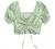 Floerns Women's Summer Square Neck Schiffy Drawstring Front Crop Top Blouse