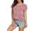 VIISHOW Women's Summer Casual Rolled Cuff Zip Half Placket Chiffon Short Sleeve Top Blouses