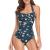 Smismivo Tummy Control Swimwear Halter One Piece Slimming Vintage Retro Swimsuit Womens Ruched Push Up Bathing Suit
