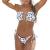 ZAFUL Women's Strapless Ribbed Tie Back Ruffle Cutout Bandeau Bikini Set Swimsuit