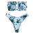 ZAFUL Women's Strapless Ribbed Tie Back Ruffle Cutout Bandeau Bikini Set Swimsuit