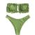 ZAFUL Women's Strapless Ribbed Tie Back Ruffle Cutout Bandeau Bikini Set Swimsuit