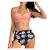 Bikini Sets for Women Two Piece Retro Swimsuit Retro Halter Ruched High Waist Swimwear with Bottom Modest Bathing Suit