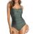 Smismivo Tummy Control Swimwear Halter One Piece Slimming Vintage Retro Swimsuit Womens Ruched Push Up Bathing Suit