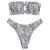 ZAFUL Women's Strapless Ribbed Tie Back Ruffle Cutout Bandeau Bikini Set Swimsuit