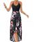 KILIG Women's V Neck Sleeveless Casual Summer Sundresses Asymmetrical Patchwork Floral Maxi Dresses