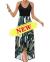 KILIG Women's V Neck Sleeveless Casual Summer Sundresses Asymmetrical Patchwork Floral Maxi Dresses