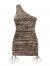 SheIn Women's One Shoulder Ruched Mini Bodycon Dress Sleeveless Drawstring Short Dresses