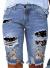 Sidefeel Women Bermuda Shorts Denim Destroyed Raw Hem Shorts Jeans