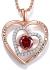 JD&P Rose Gold Love Heart Long Pendant Necklace for Women Girls with Zirconia Birthstone, Christmas Birthday Mothers Day Jewelry Gifts for Mom Grandma, Valentines Day Gifts for Her