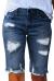 Sidefeel Women Bermuda Shorts Denim Destroyed Raw Hem Shorts Jeans