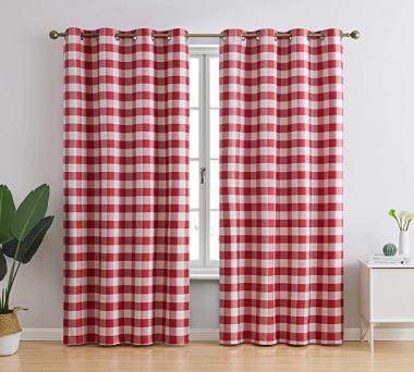 HLC.ME Andersen Buffalo 100% Complete Blackout Thermal Insulated Energy Savings Heat/Cold Blocking Floor Length Grommet Curtain Drapery Panels for Bedroom & Living Room, 2 Panels (52 W x 84 L, Red)